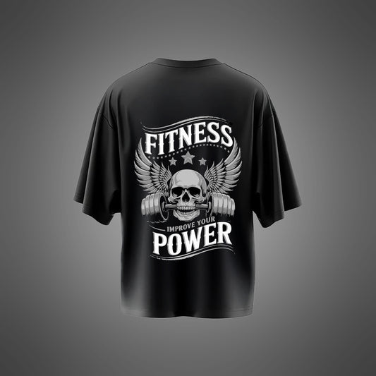 Black Oversized Fitness Power Tee