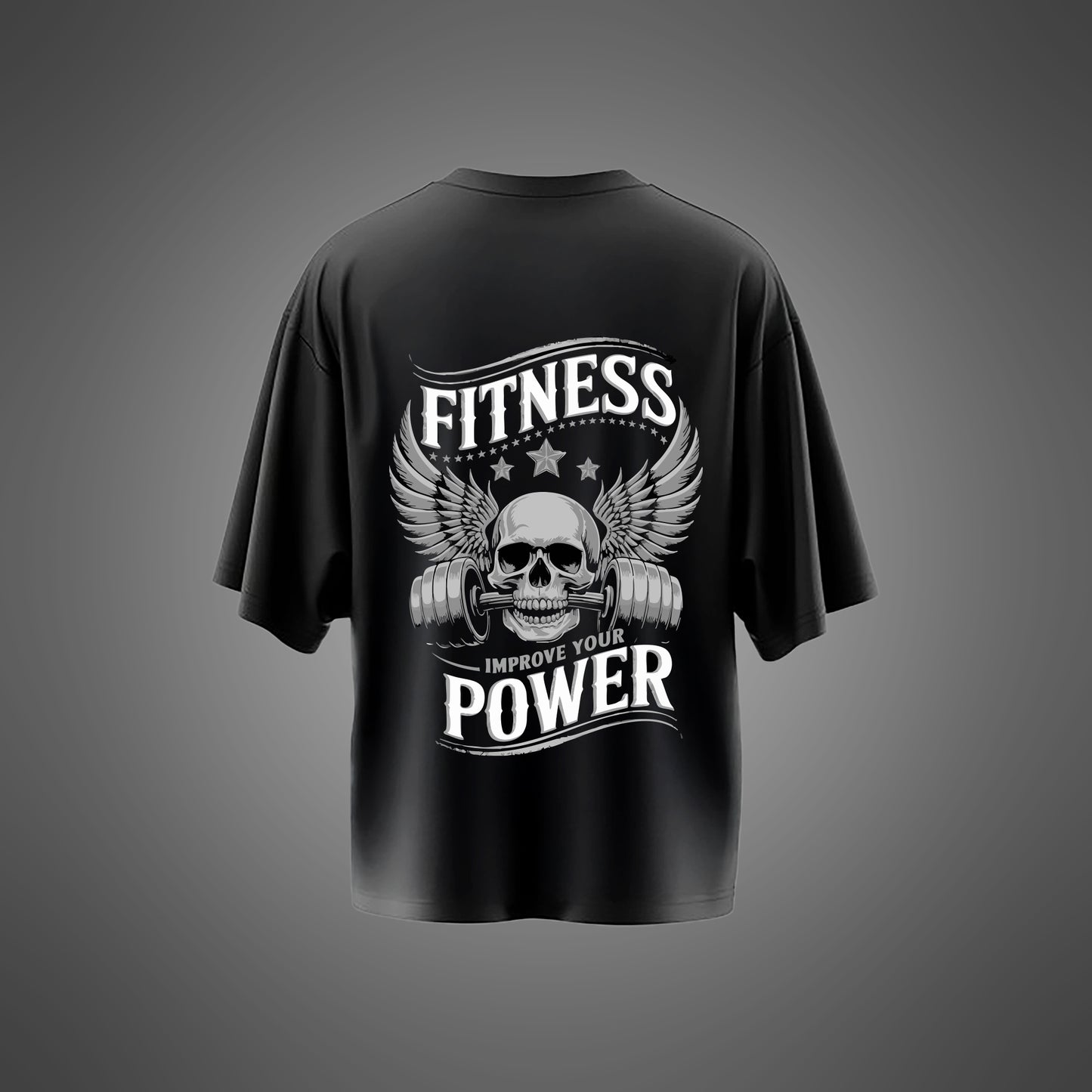 Black Oversized Fitness Power Tee