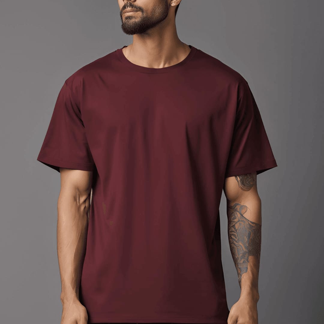 Maroon Oversized Plain Tee