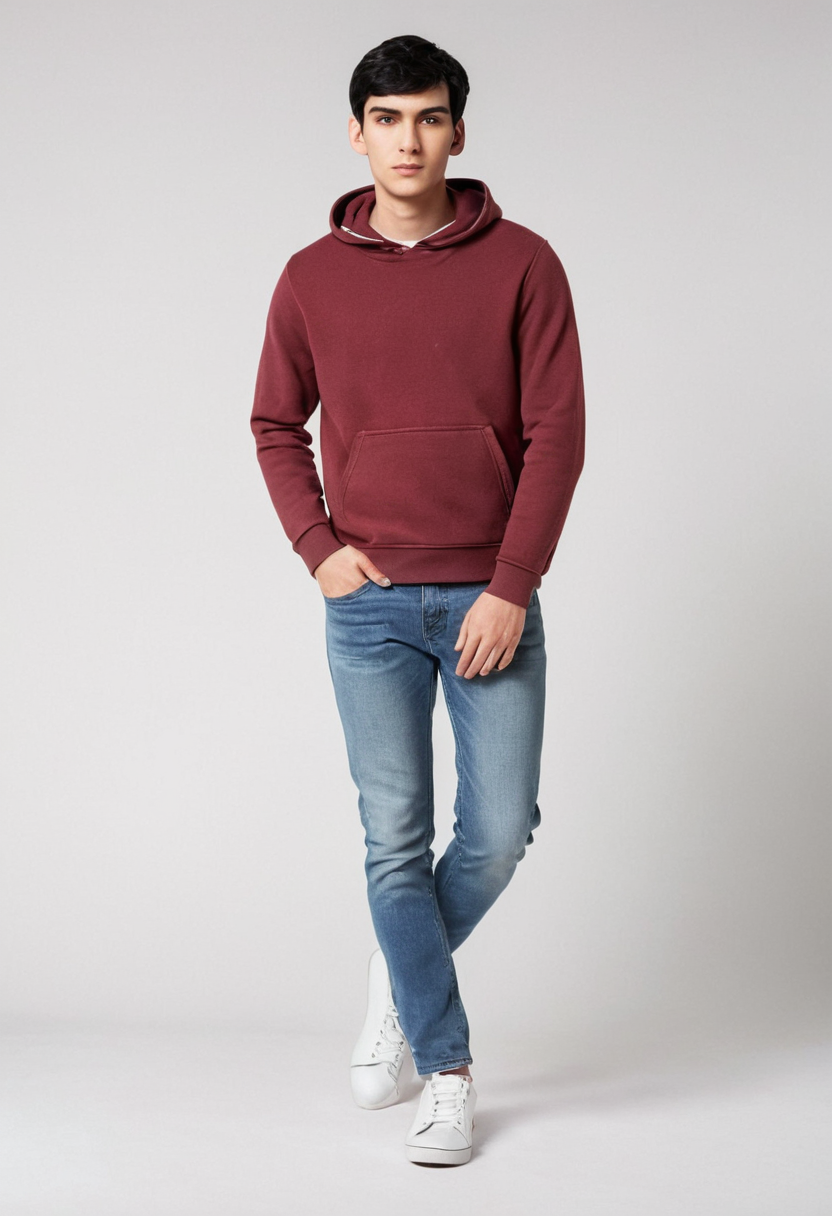 Ikaaru Plainwear Maroon Hoodie