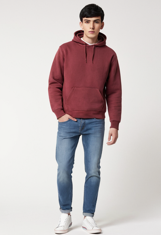 Ikaaru Plainwear Maroon Hoodie