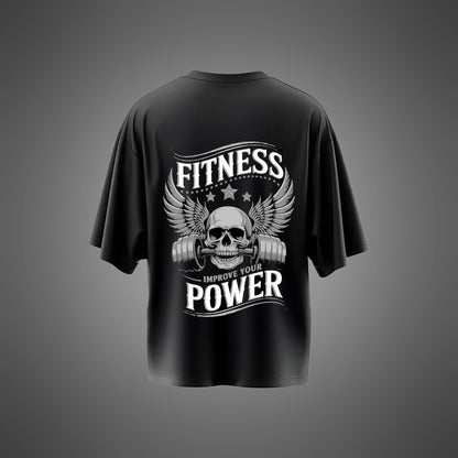 Black Oversized Fitness Power Tee
