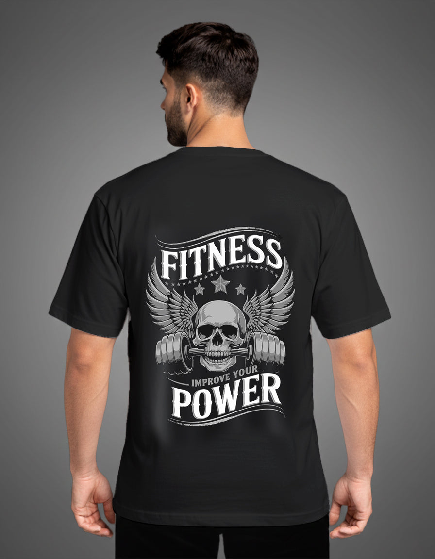Black Oversized Fitness Power Tee