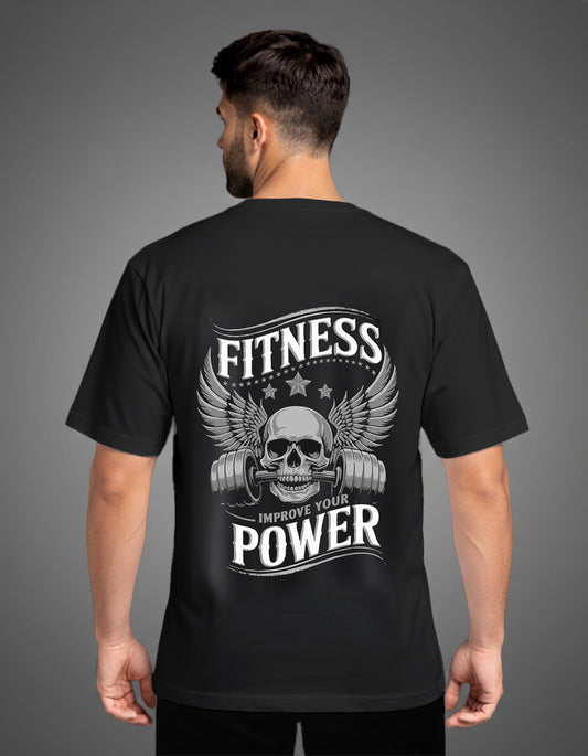 Black Oversized Fitness Power Tee