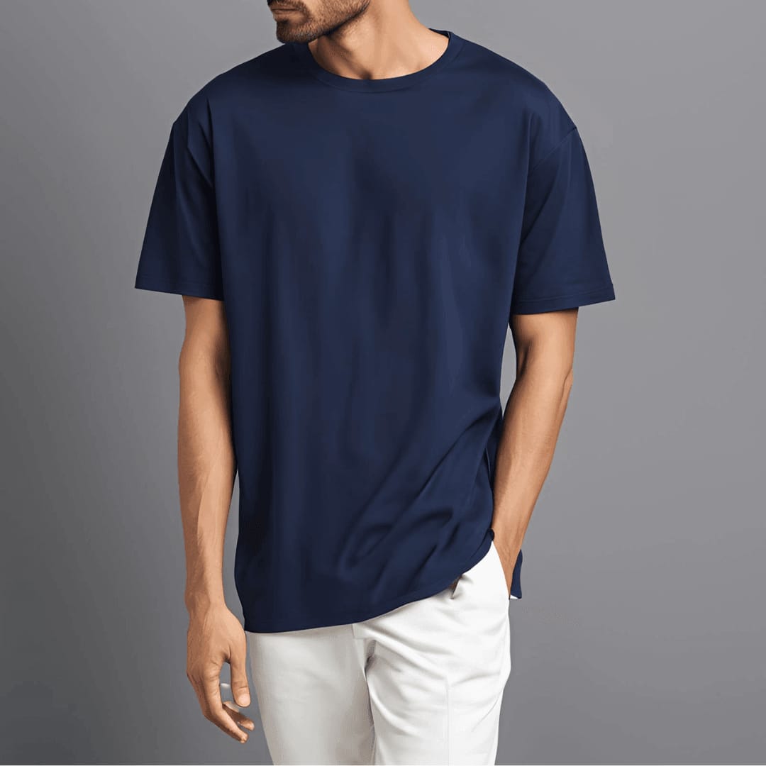 Navy Blue Oversized Plain Tee