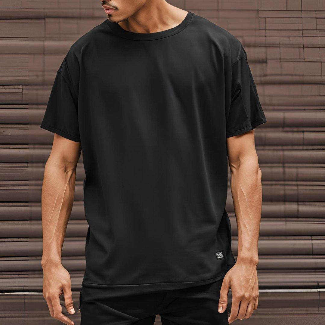 Black Oversized Plain Tee