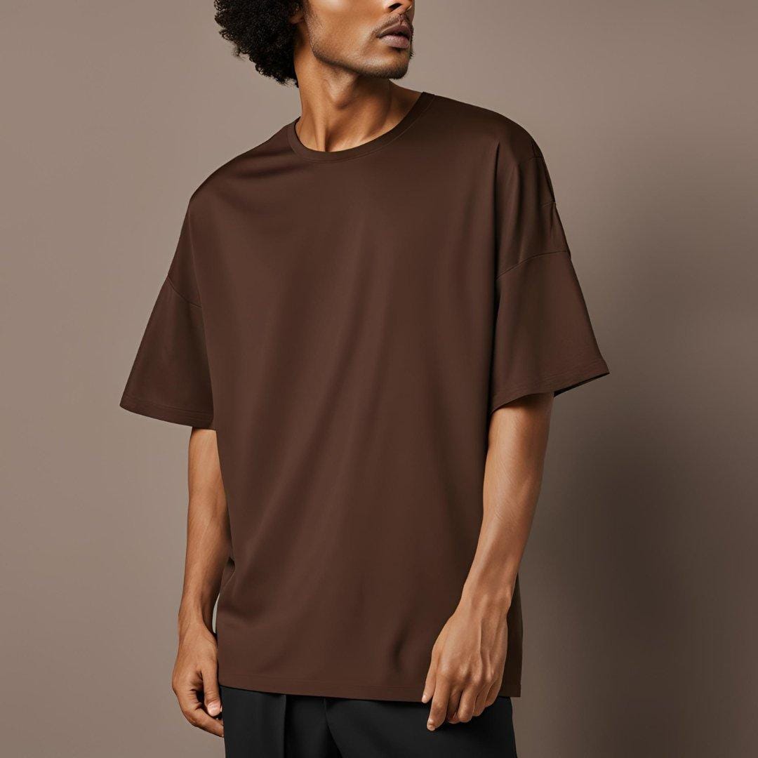 Brown Oversized Plain Tee